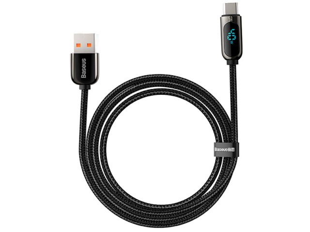 کابل فست شارژ تایپ سی بیسوس مدل Display Fast Charging Data Cable CATSK-01 دارای قطع کن خودکار