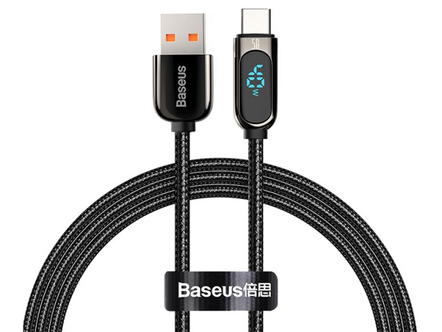 کابل فست شارژ تایپ سی بیسوس مدل Display Fast Charging Data Cable CATSK-01 دارای قطع کن خودکار