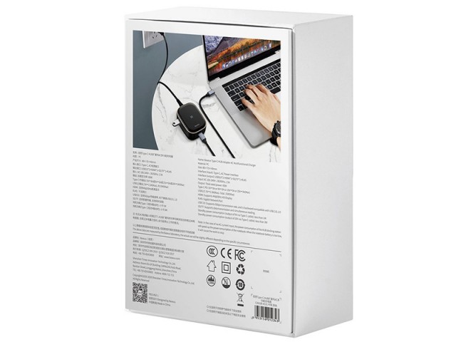 هاب چند کاره بیسوس مدل Type-C HUB Adapter AC Multifunctional Charger CAHUB-AU01 توان 60 وات