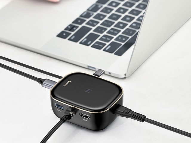 هاب چند کاره بیسوس مدل Type-C HUB Adapter AC Multifunctional Charger CAHUB-AU01 توان 60 وات