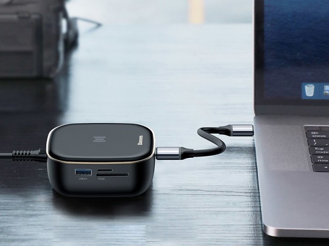 هاب چند کاره بیسوس مدل Type-C HUB Adapter AC Multifunctional Charger CAHUB-AU01 توان 60 وات