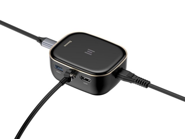 هاب چند کاره بیسوس مدل Type-C HUB Adapter AC Multifunctional Charger CAHUB-AU01 توان 60 وات