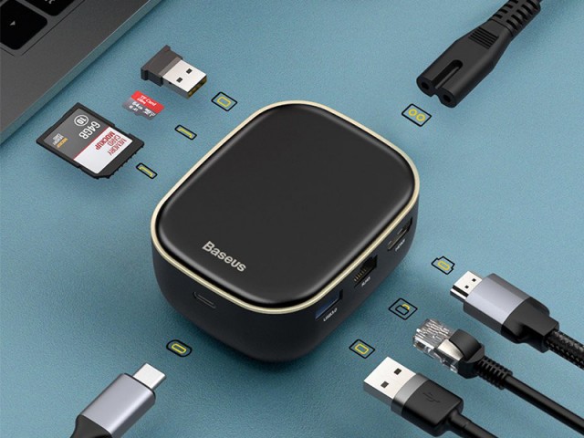 هاب چند کاره بیسوس مدل Type-C HUB Adapter AC Multifunctional Charger CAHUB-AU01 توان 60 وات
