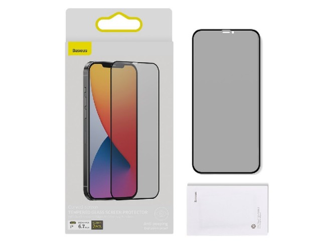 محافظ صفحه نمايش بیسوس مدل Curved Screen Anti-peeping SGAPIPH67N-ATG01 مناسب برای گوشی موبایل اپل iPhone 12 Pro Max (پک 2 عددی)