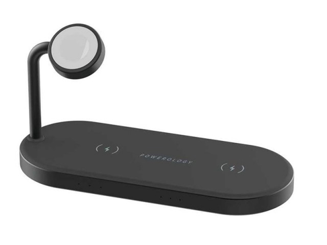شارژر بی سیم چهار کاره پاورولوژی مدل P41MFCHBK 4in1 Fast Charging Power Dock