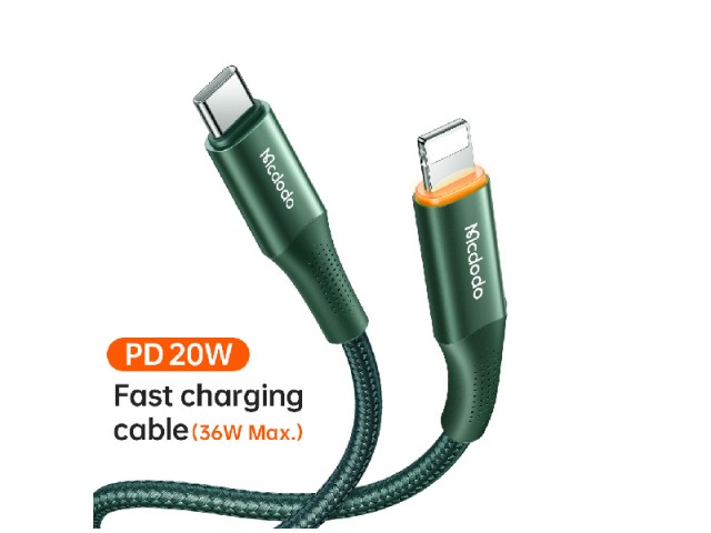کابل شارژ سریع Type-C به Lightning مک دودو مدل CA-9962 به طول 1.8 متر و توان 20 وات