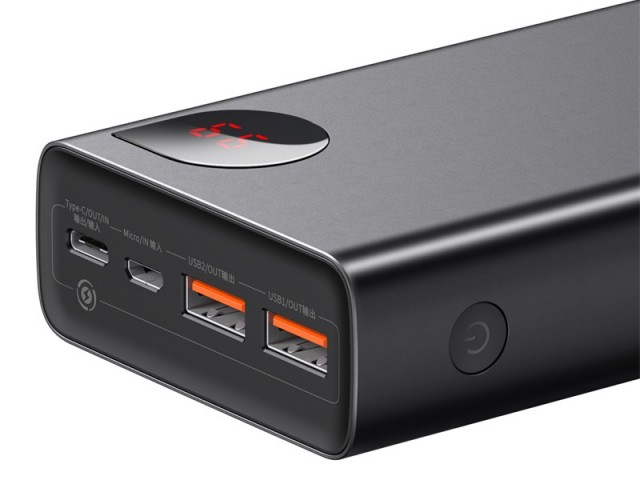 پاوربانک فست شارژ 20000 میلی آمپر بیسوس Metal Digital Display PPADM65 PPIMDA-D01  توان 65 وات