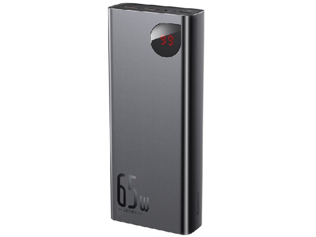 پاوربانک فست شارژ 20000 میلی آمپر بیسوس Metal Digital Display PPADM65 PPIMDA-D01  توان 65 وات