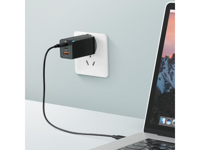 شارژر دیواری فست شارژ 65 وات بیسوس مدل GaN2 Pro CCGAN2P-B01 بهمراه کابل دو سر تایپ سی