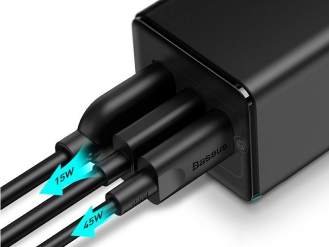 شارژر دیواری فست شارژ 65 وات بیسوس مدل GaN2 Pro CCGAN2P-B01 بهمراه کابل دو سر تایپ سی