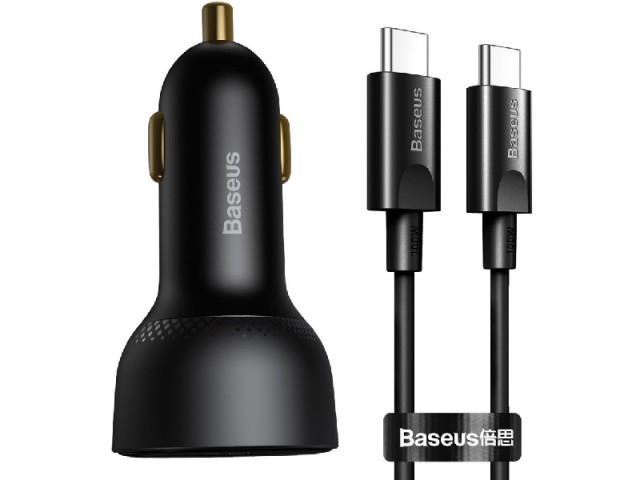 شارژر فندکی 100 وات بیسوس مدل Superme Digital Display CCZX-100C TZCCZX-01 بهمراه کابل دو سر تایپ سی