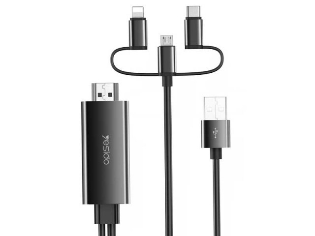کابل تبدیل HDMI به لایتنینگ/میکرو یو اس بی/تایپ سی یسیدو مدل HM05