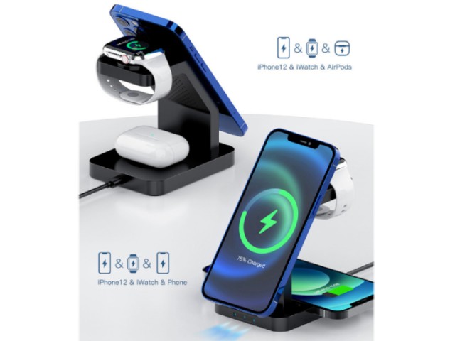 شارژر بی سیم مگنتی سه کاره توتو مدل Almighty Series-Three-in-one wireless charger S6