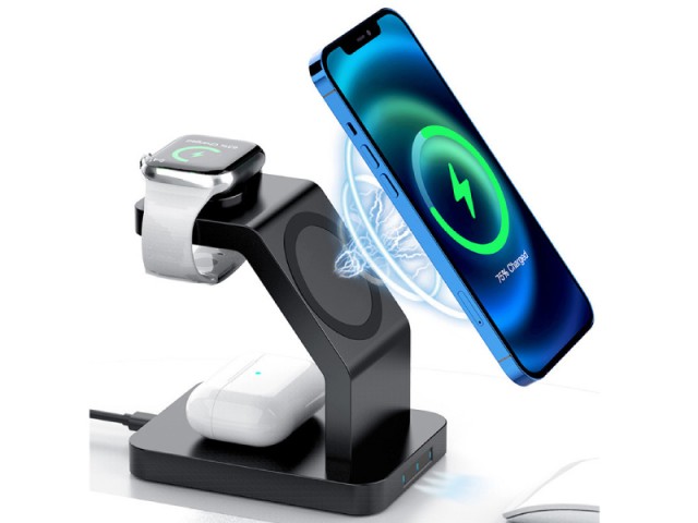 شارژر بی سیم مگنتی سه کاره توتو مدل Almighty Series-Three-in-one wireless charger S6
