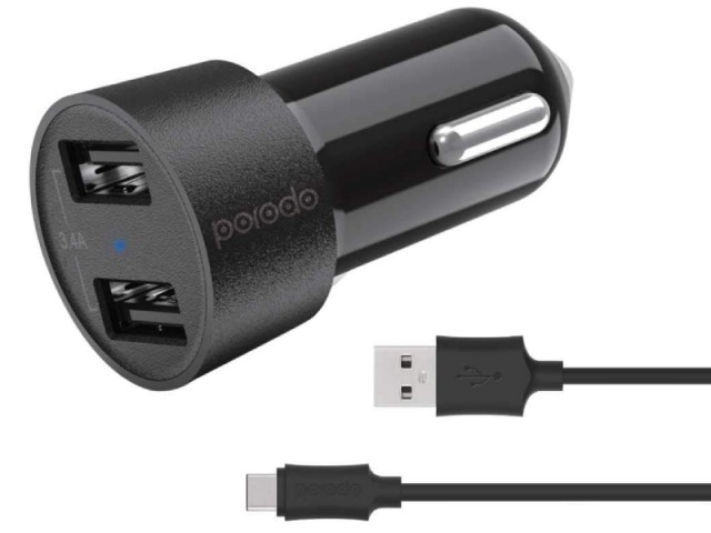 شارژر فندکی پرودو مدل PD-M8J622T بهمراه کابل تایپ سی