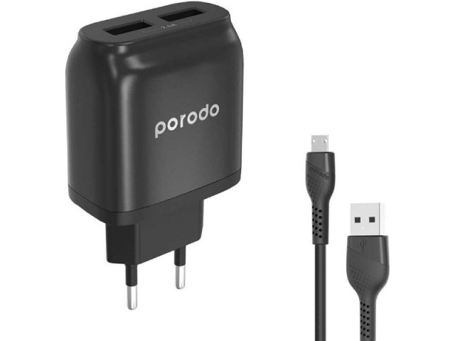 شارژر دیواری فست شارژ پرودو مدل PD-0203MEU بهمراه کابل میکرو یو اس بی