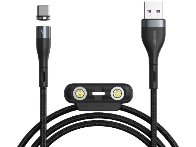 کابل مگنتی سه کاره بیسوس مدل Zinc Magnetic MLC CA1T3