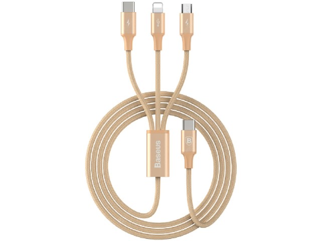 کابل تبدیل تایپ سی به MicroUSB/Lightning/Type-C بیسوس مدل Rapid Series CAMLT-SU0V