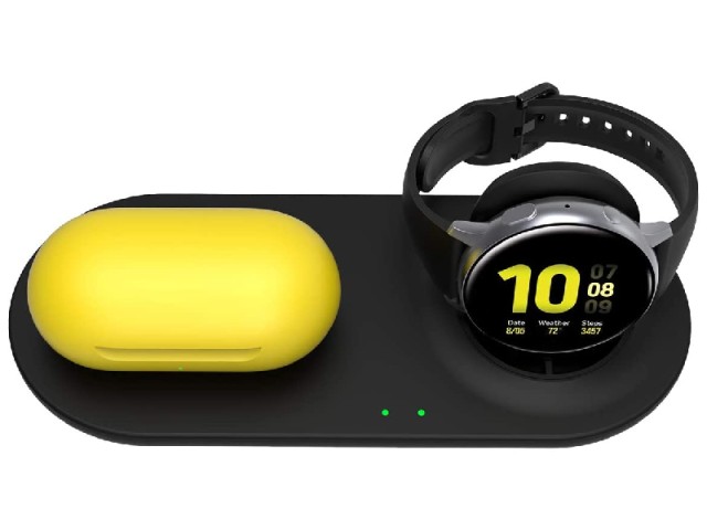 شارژر بی سیم دو کاره مدل Wireless Charger Duo JH10 مناسب برای شارژ گوشی، گلکسی بادز و گلکسی واچ سامسونگ