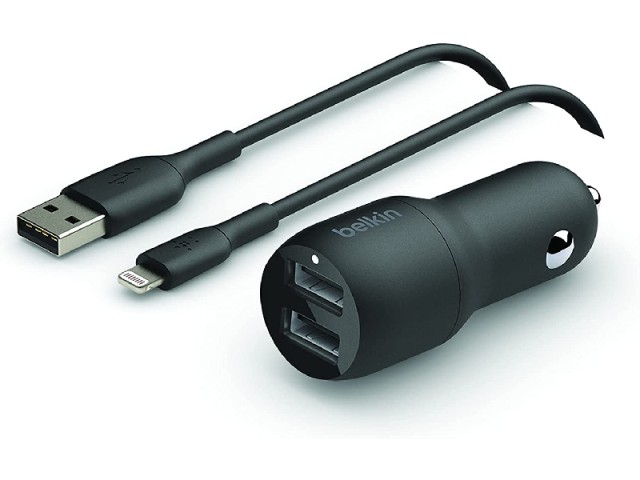 شارژر فندکی فست شارژ بلکین مدل CCD001bt1MBK بهمراه کابل لایتنینگ