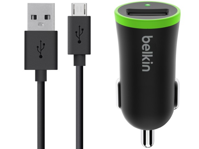 شارژر فندکی فست شارژ بلکین مدل F8M887 بهمراه کابل میکرو یو اس بی