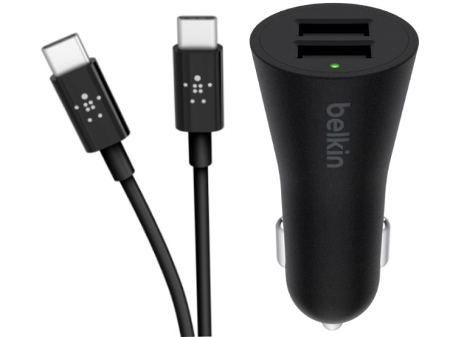 شارژر فندکی بلکین مدل F8C720C بهمراه کابل دو سر تایپ سی