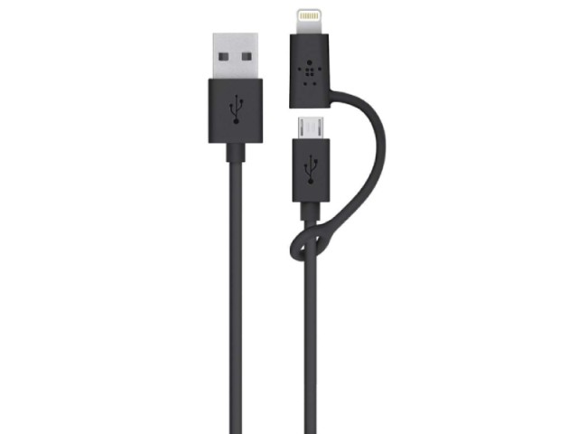 کابل دو کاره بلکین مدل Micro-USB Cable with Lightning connector Adapter F8J080bt5M به طول 5 متر