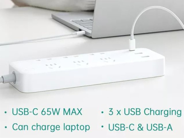 چند راهی برق و شارژر فست شیائومی مدل ZMI CXP01 65W (دارای 2 پورت USB و 1 پورت Type-C)