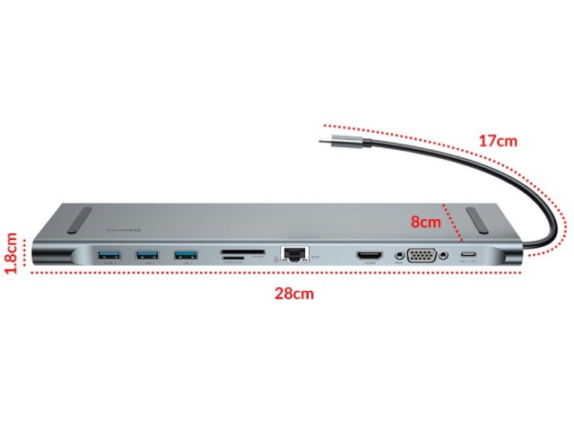 استند لپ تاپ و هاب تایپ سی 10 پورت بیسوس مدل Enjoyment 10 in 1 Docking Station Stand CATSX-F0G