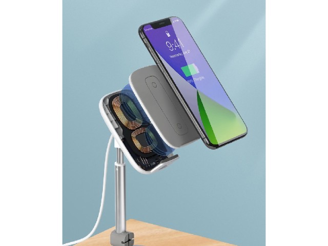 پایه نگهدارنده و شارژر وایرلس بیسوس مدل Literary Youth Desktop Bracket SUWY-D0S