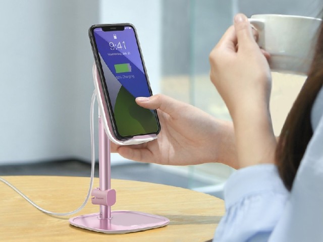 پایه نگهدارنده و شارژر وایرلس بیسوس مدل Literary Youth Desktop Bracket SUWY-D0S