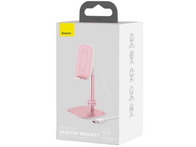 پایه نگهدارنده و شارژر وایرلس بیسوس مدل Literary Youth Desktop Bracket SUWY-D0S
