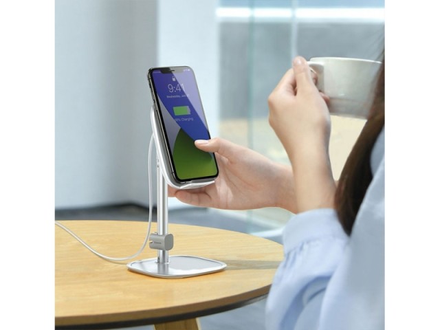 پایه نگهدارنده و شارژر وایرلس بیسوس مدل Literary Youth Desktop Bracket SUWY-D0S