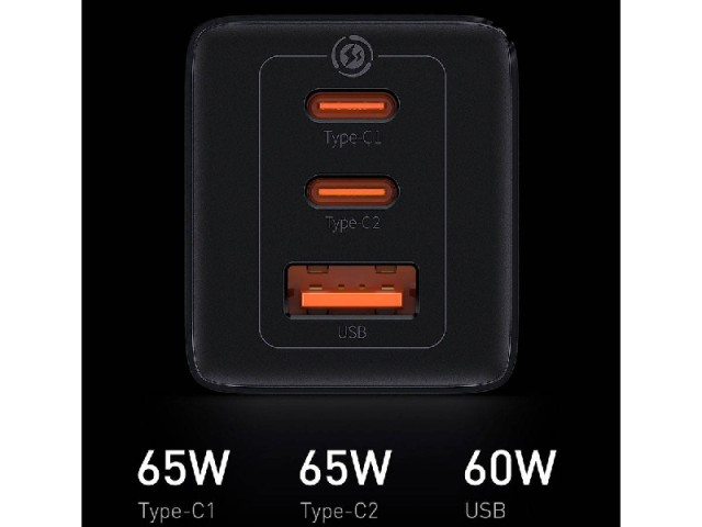 شارژر دیواری فست شارژ 65 وات بیسوس مدل GaN3 Pro CCGP050101 بهمراه کابل دو سر تایپ سی