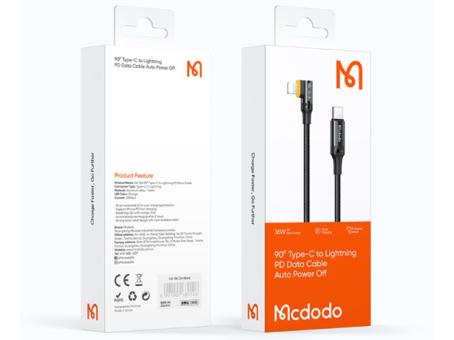 کابل فست شارژ گیمینگ Type-C به Lightning مک دودو مدل CA-1262 به طول 2 متر (دارای قطع کن خودکار)