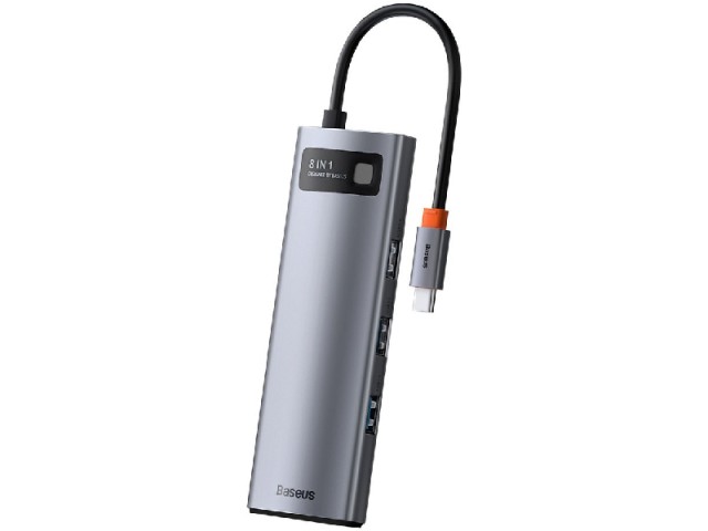 هاب تایپ سی 8 پورت بیسوس مدل Metal Gleam 8 in 1 Multifunctional Type-C HUB 100W CAHUB-CV0G