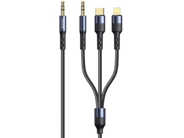 کابل سه‌سر جک 3.5 به تایپ‌سی، لایتنینگ و جک 3.5 یوسمز مدل US-SJ556