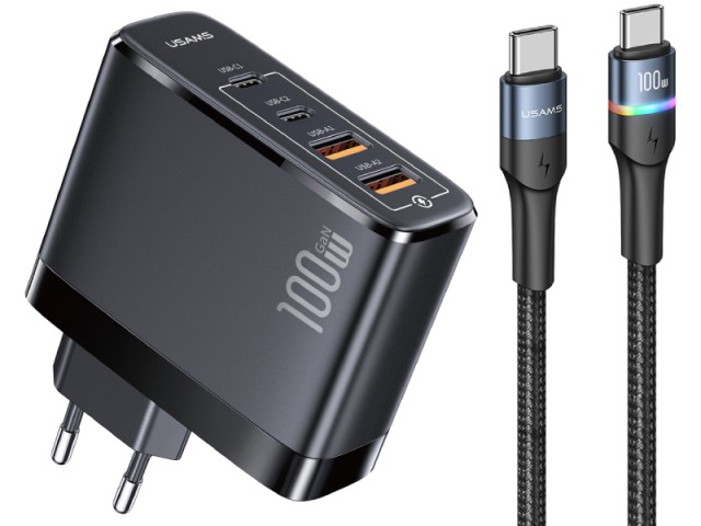 شارژر دیواری فست شارژ 100 وات یوسمز مدل US-CC145 بهمراه کابل دو سر تایپ سی