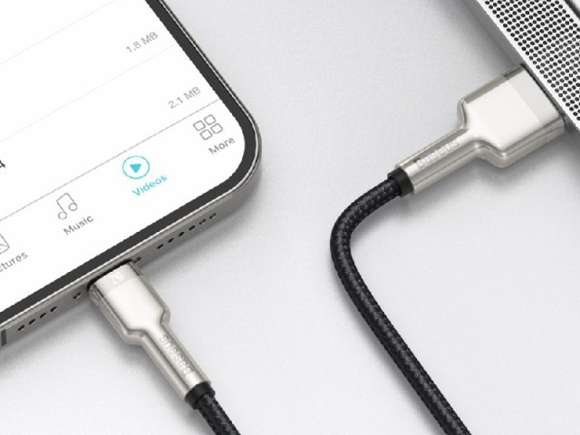 کابل پاوربانکی لایتنینگ بیسوس مدل Cafule Series Metal Data Cable CALJK-01 به طول 25 سانتی‌متر