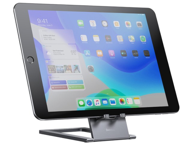 پایه نگهدارنده رومیزی تبلت و گوشی موبایل بیسوس مدل  Foldable Metal Desktop Holder LUKP000013