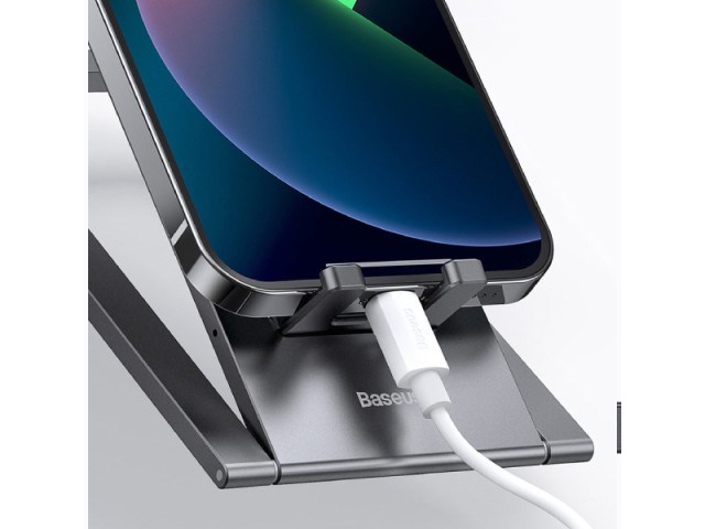 پایه نگهدارنده رومیزی تبلت و گوشی موبایل بیسوس مدل  Foldable Metal Desktop Holder LUKP000013