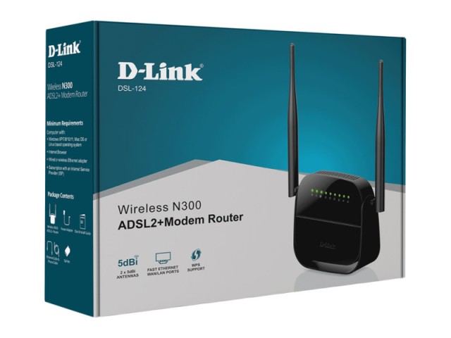 مودم روتر ADSL2+ N300 دی-لینک مدل DSL-124 New Version 2022