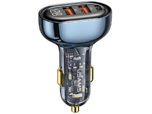 شارژر فندکی سوپر شارژ یوسمز مدل US-CC158 T25W 3 Ports Transparent 125W