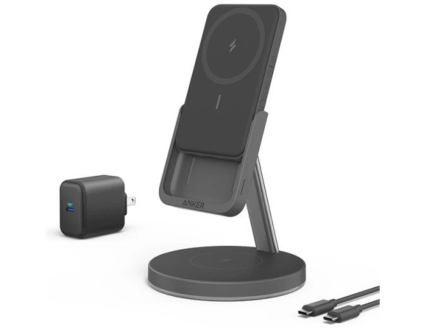 استند و پاوربانک وایرلس انکر مدل B25A72 بهمراه شارژر دیواری و کابل تبدیل تایپ سی