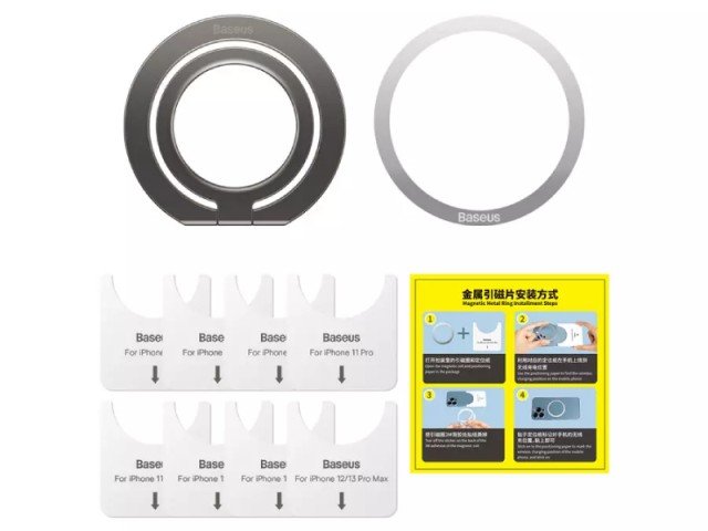 حلقه نگهدارنده مگنتی آیفون بیسوس مدل Halo Series Foldable Metal Ring Stand SUCH000013