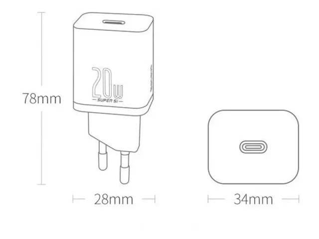 شارژر دیواری فست شارژ بیسوس مدل Super Si Quick Charger 1C 20W CCSUP-A03