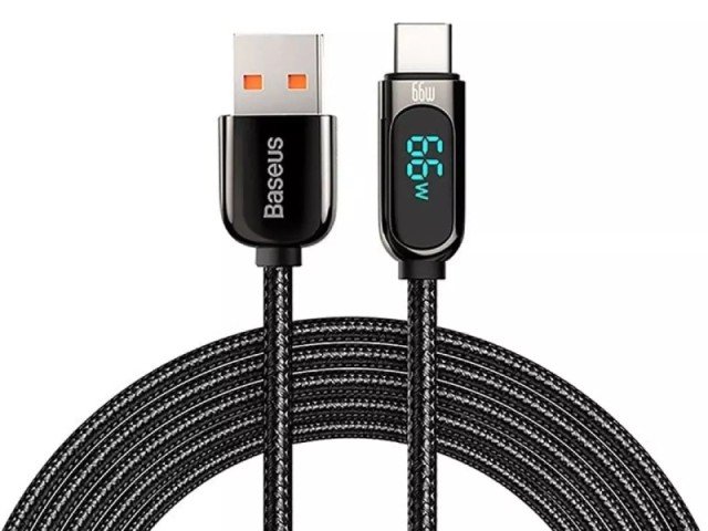 کابل تایپ سی بیسوس مدل Digital Display Fast Charging Data Cable 66W CASX020101 به طول 2 متر