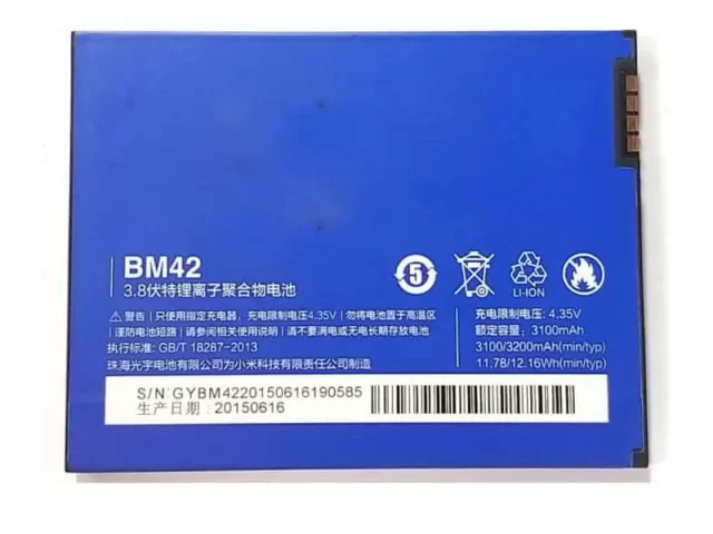 باتری موبایل اورجینال شیائومی مدل BM42 با ظرفیت 3100mAh مناسب برای گوشی موبایل Xiaomi Redmi Note