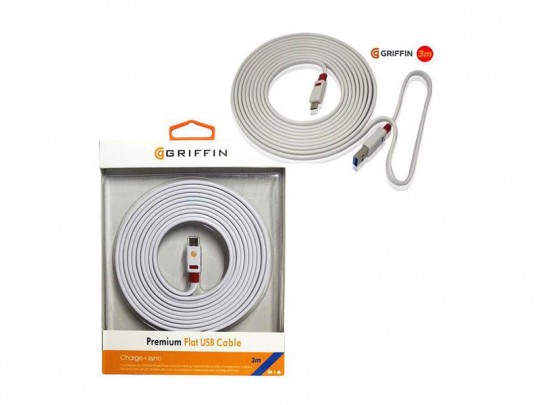 کابل شارژ میکرو یو اس بی 3 متری گریفین مدل premium flat usb
