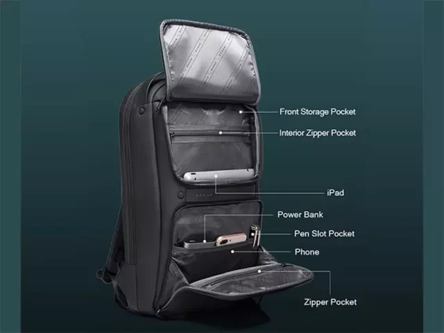 کوله پشتی لپ تاپ USB دار بنج مدل  BG-7261 مناسب برای لپ تاپ 15.6 اینچی